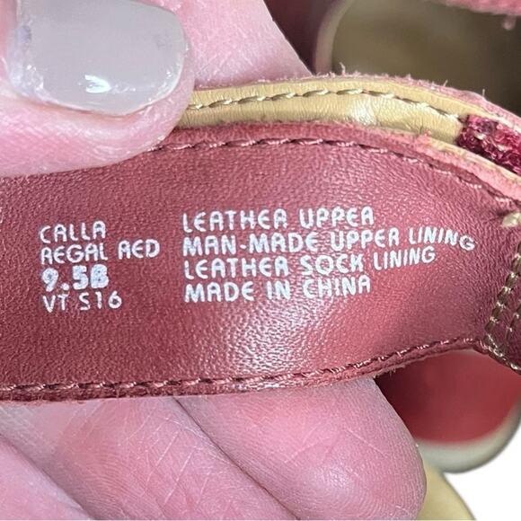 EARTH Regal Red Calla Leather Wedge Peep Toe Women’s Size 9.5 - Picture 7 of 8